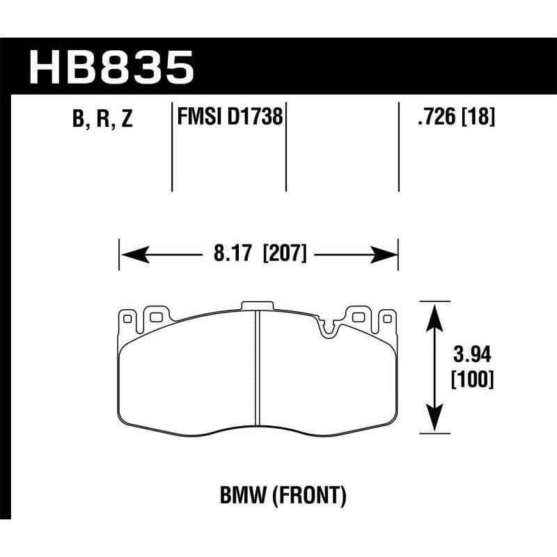 Hawk 13-16 BMW 5 Series HPS 5.0 Front Brake Pads - SMINKpower Performance Parts HAWKHB835B.726 Hawk Performance