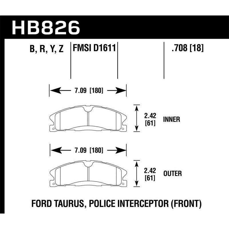 Hawk 13-16 Ford Taurus SHO / 13-16 Lincoln MKS HPS 5.0 Front Brake Pads - SMINKpower Performance Parts HAWKHB826B.708 Hawk Performance