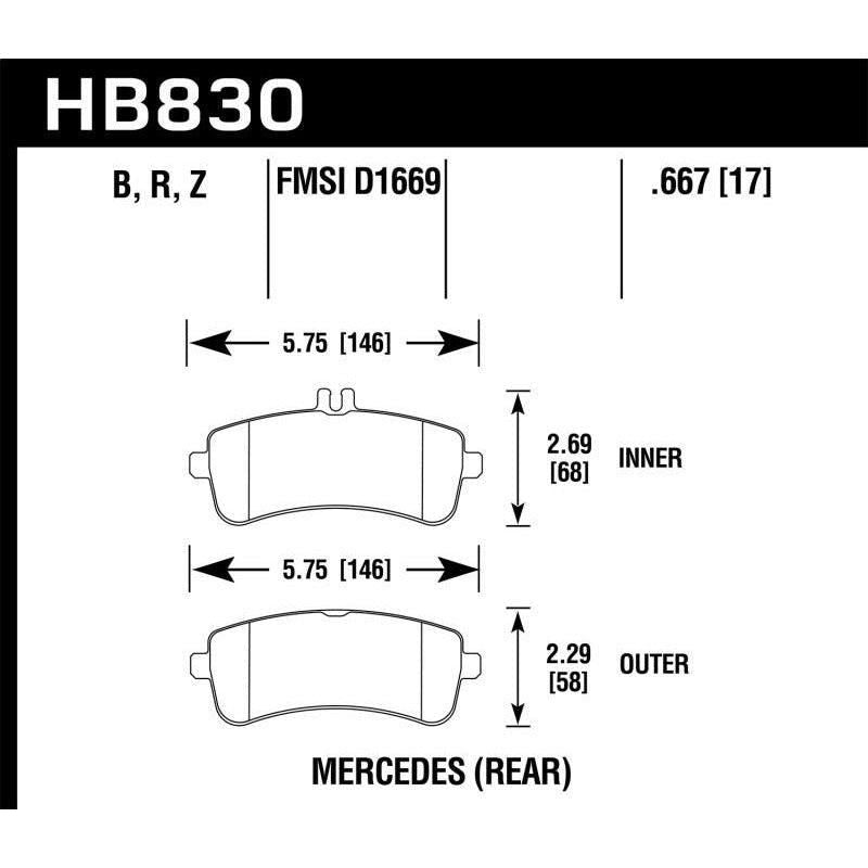 Hawk 13-16 Mercedes-Benz SL63 AMG/SL65 AMG Perfromance Ceramic Street Rear Brake Pads - SMINKpower Performance Parts HAWKHB830Z.667 Hawk Performance