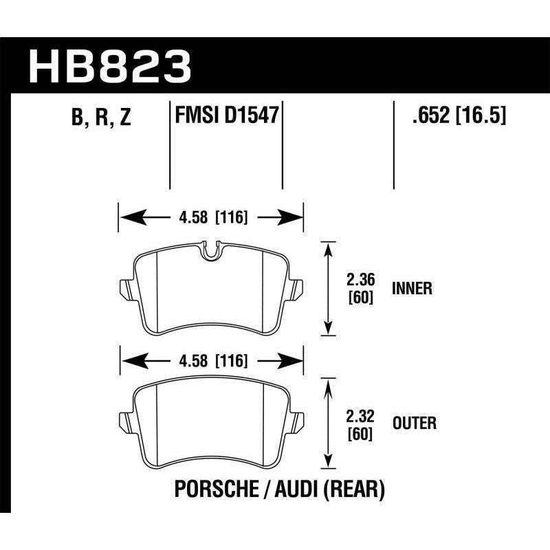 Hawk 13-17 Audi S6/S7/S8 / 12-17 Audi A6 Quattro/A7 Quattro Performance Ceramic Rear Brake Pads - SMINKpower Performance Parts HAWKHB823Z.652 Hawk Performance