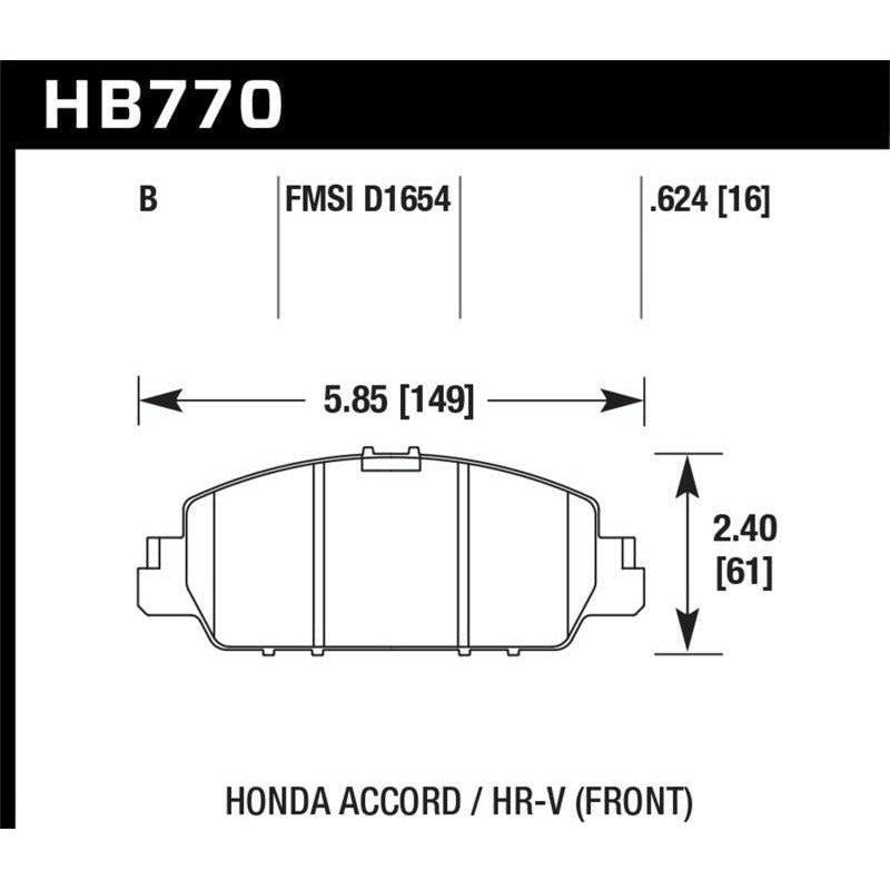 Hawk 13-17 Honda Accord HPS 5.0 Front Brake Pads - SMINKpower Performance Parts HAWKHB770B.624 Hawk Performance