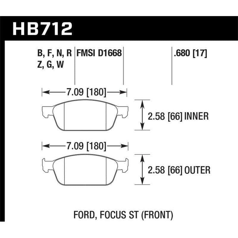Hawk 13 Ford Focus Street 5.0 Front Brake Pads - SMINKpower Performance Parts HAWKHB712B.680 Hawk Performance