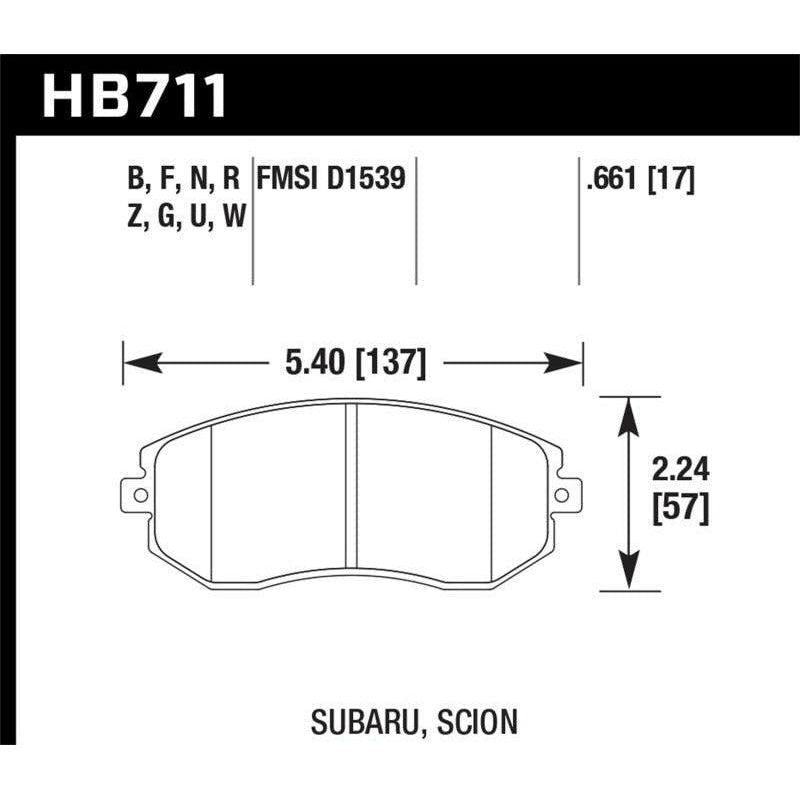 Hawk 13 Subaru BRZ / 13 Scion FR-S HPS Front Street Brake Pads - SMINKpower Performance Parts HAWKHB711F.661 Hawk Performance