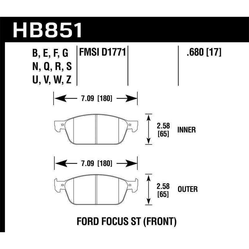 Hawk 15-16 Ford Focus ST HPS Street Front Brake Pads - SMINKpower Performance Parts HAWKHB851F.680 Hawk Performance