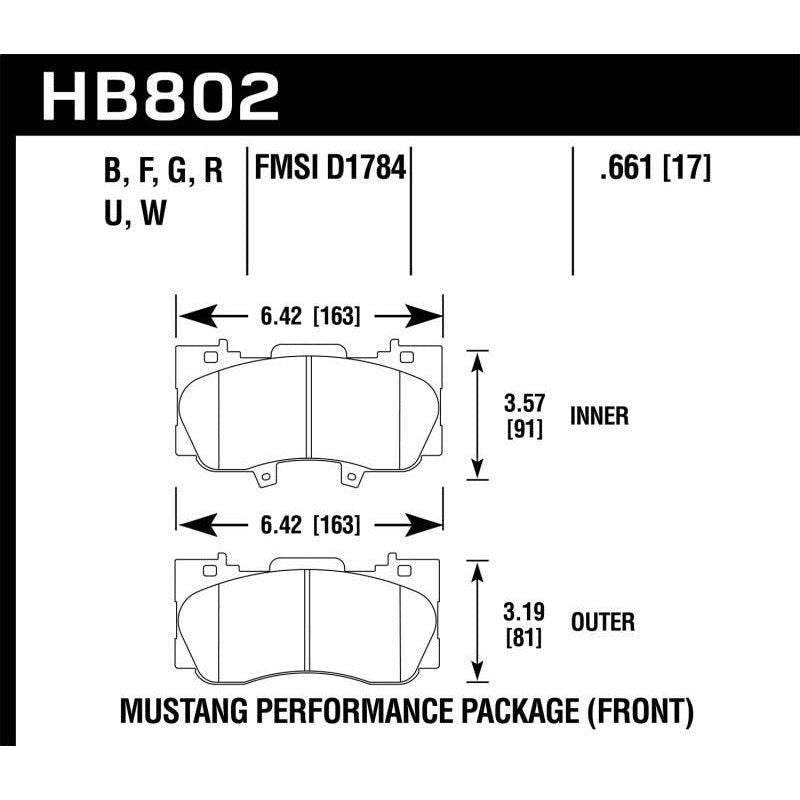 Hawk 15-17 Ford Mustang Performance Package HPS 5.0 Front Brake Pads - SMINKpower Performance Parts HAWKHB802B.661 Hawk Performance