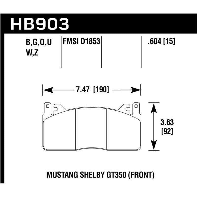 Hawk 15-17 Ford Mustang Shelby GT350/GT350R Performance Ceramic Front Brake Pads - SMINKpower Performance Parts HAWKHB903Z.604 Hawk Performance