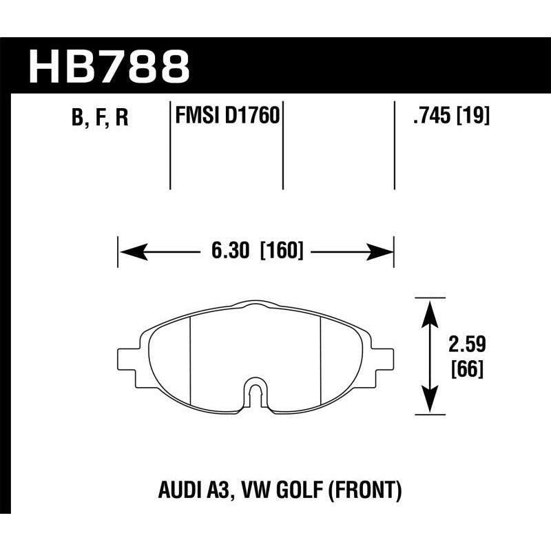 Hawk 15-17 VW Golf / Audi A3/A3 Quattro Front High Performance Brake Pads - SMINKpower Performance Parts HAWKHB788B.745 Hawk Performance