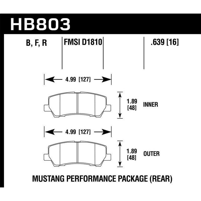 Hawk 16-17 Ford Mustang Brembo Package HPS 5.0 Rear Brake Pads - SMINKpower Performance Parts HAWKHB803B.639 Hawk Performance