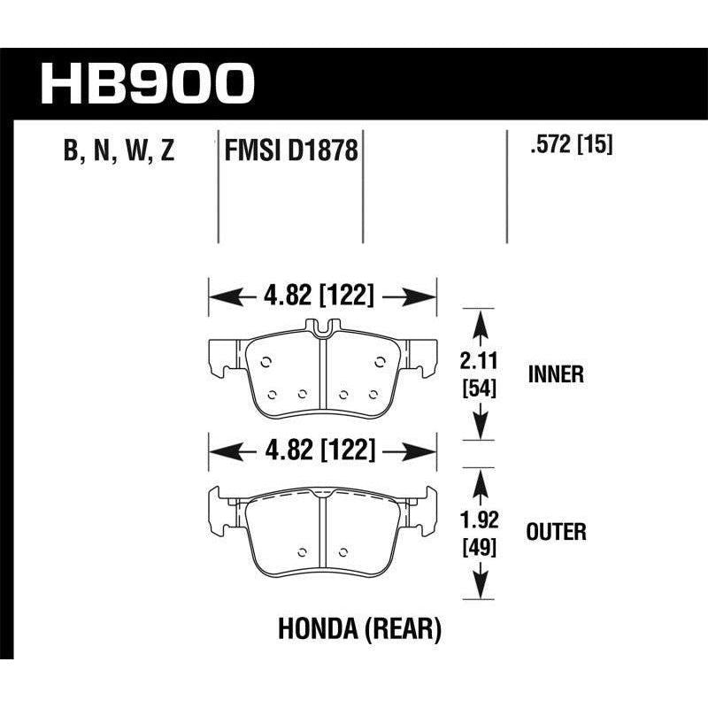 Hawk 16-17 Honda Civic Performance Ceramic Street Rear Brake Pads - SMINKpower Performance Parts HAWKHB900Z.572 Hawk Performance