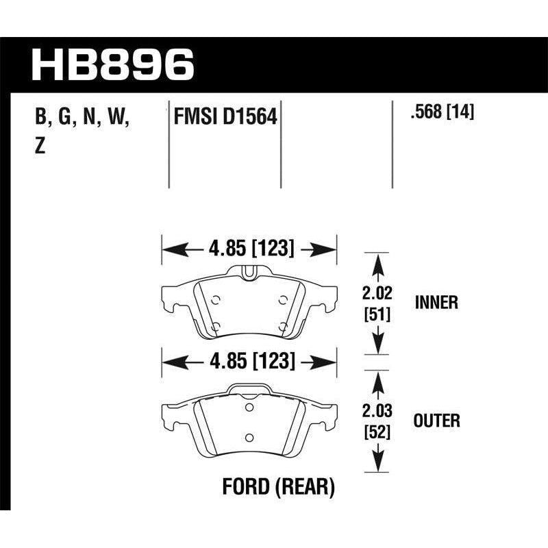 Hawk 16-18 Ford Focus HPS 5.0 Rear Brake Pads - SMINKpower Performance Parts HAWKHB896B.568 Hawk Performance