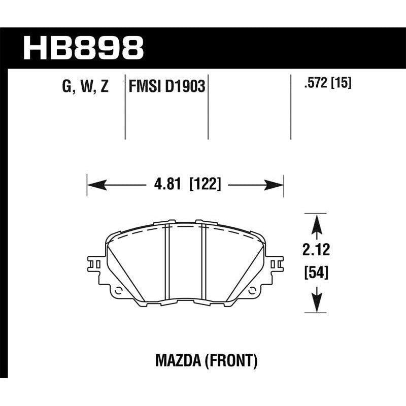 Hawk 17-19 Fiat 124 Spider DTC-60 Front Brake Pads - SMINKpower Performance Parts HAWKHB898G.572 Hawk Performance