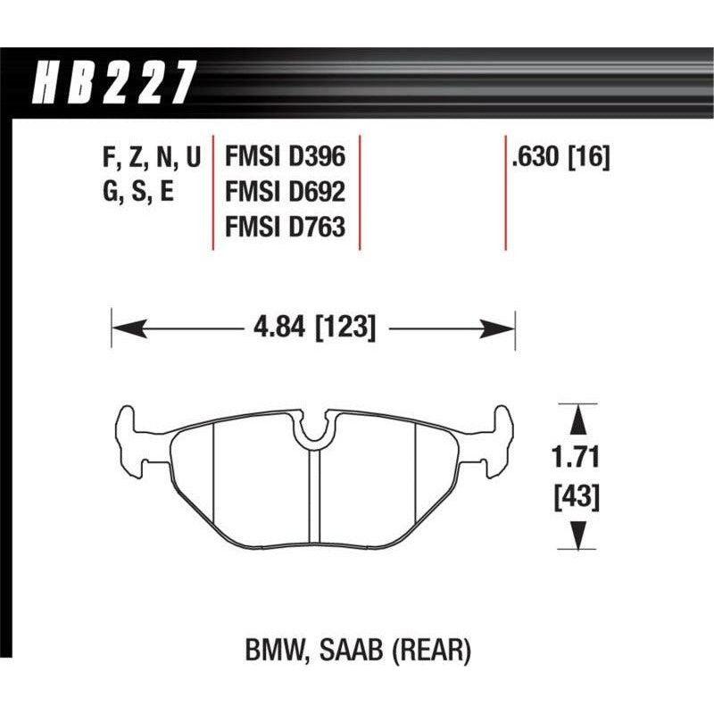Hawk 1992-1998 BMW 318i HPS 5.0 Rear Brake Pads - SMINKpower Performance Parts HAWKHB227B.630 Hawk Performance