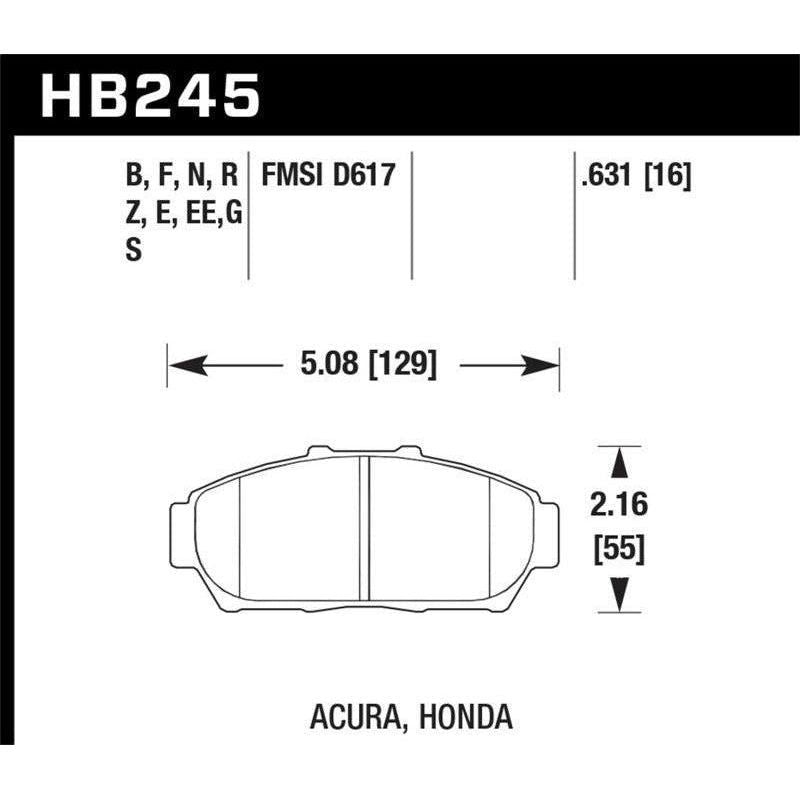 Hawk 1997-2001 Acura Integra GS HPS 5.0 Front Brake Pads - SMINKpower Performance Parts HAWKHB245B.631 Hawk Performance