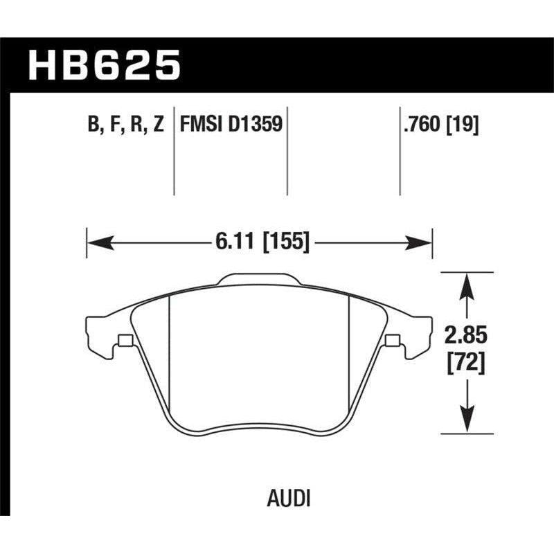 Hawk 2001-2010 Audi S3 European HPS 5.0 Front Brake Pads - SMINKpower Performance Parts HAWKHB625B.760 Hawk Performance
