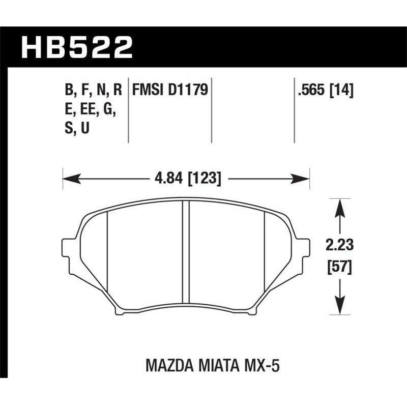 Hawk 2006-2006 Mazda MX-5 Miata Club Spec HPS 5.0 Front Brake Pads - SMINKpower Performance Parts HAWKHB522B.565 Hawk Performance