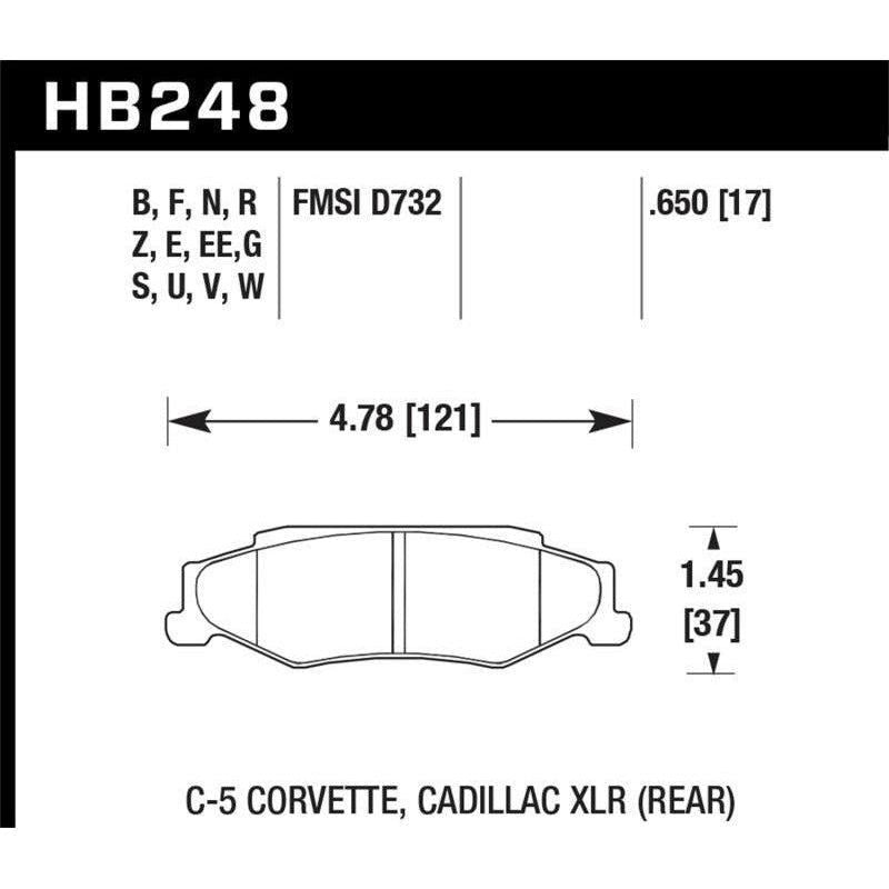 Hawk 2008-2009 Cadillac XLR Platinum HPS 5.0 Rear Brake Pads - SMINKpower Performance Parts HAWKHB248B.650 Hawk Performance