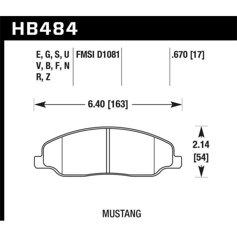 Hawk 2008-2009 Ford Mustang Bullitt 4.6 HPS 5.0 Front Brake Pads - SMINKpower Performance Parts HAWKHB484B.670 Hawk Performance