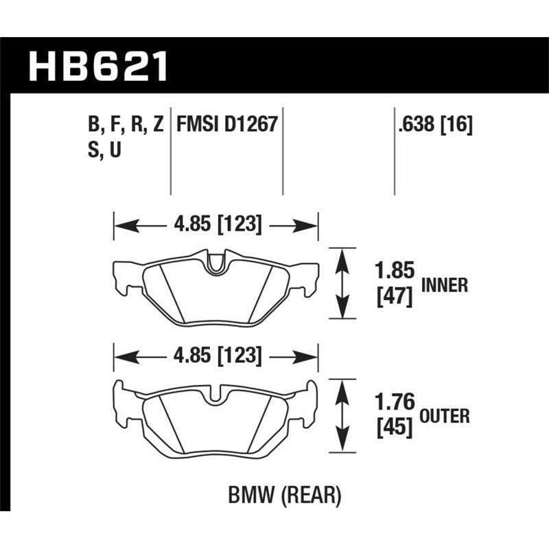 Hawk 2011-2011 BMW 125i HPS 5.0 Rear Brake Pads - SMINKpower Performance Parts HAWKHB621B.638 Hawk Performance