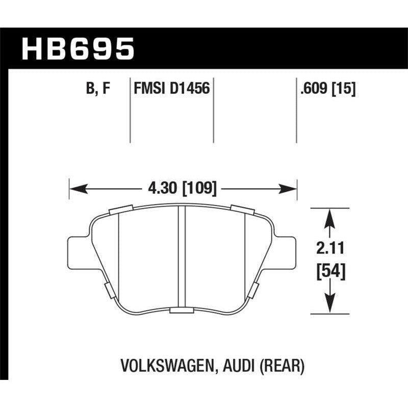 Hawk 2011-2013 Audi A3 Except TDI HPS 5.0 Rear Brake Pads - SMINKpower Performance Parts HAWKHB695B.609 Hawk Performance