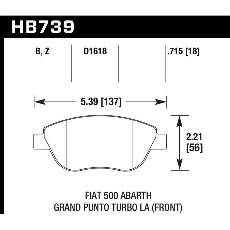 Hawk 2013 Fiat 500 Abarth Front HPS 5.0 Street Brake Pads - SMINKpower Performance Parts HAWKHB739B.715 Hawk Performance