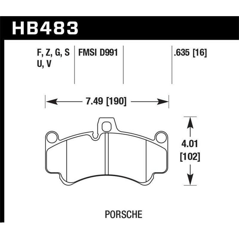 Hawk 2013 Porsche 911 Turbo S HPS 5.0 Front Brake Pads - SMINKpower Performance Parts HAWKHB483B.635 Hawk Performance