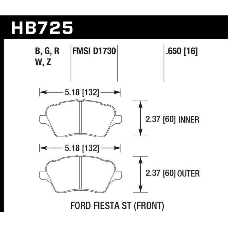 Hawk 2014 Ford Fiesta ST HPS 5.0 Front Brake Pads - SMINKpower Performance Parts HAWKHB725B.650 Hawk Performance