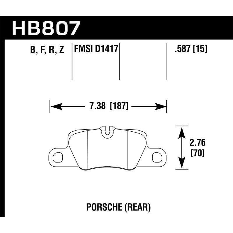 Hawk 2014 Porsche 911 Performance Ceramic Street Rear Brake Pads - SMINKpower Performance Parts HAWKHB807Z.587 Hawk Performance