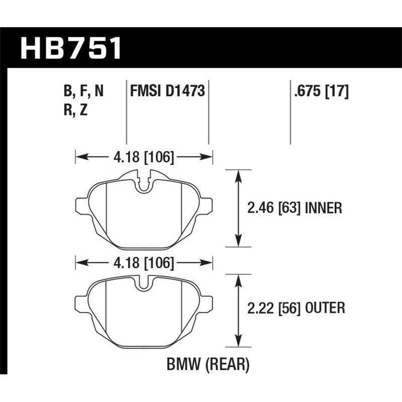 Hawk 2015 BMW 428i Gran Coupe / 11-16 535i / 11-16 X3/X4 HPS 5.0 Rear Brake Pads - SMINKpower Performance Parts HAWKHB751B.675 Hawk Performance