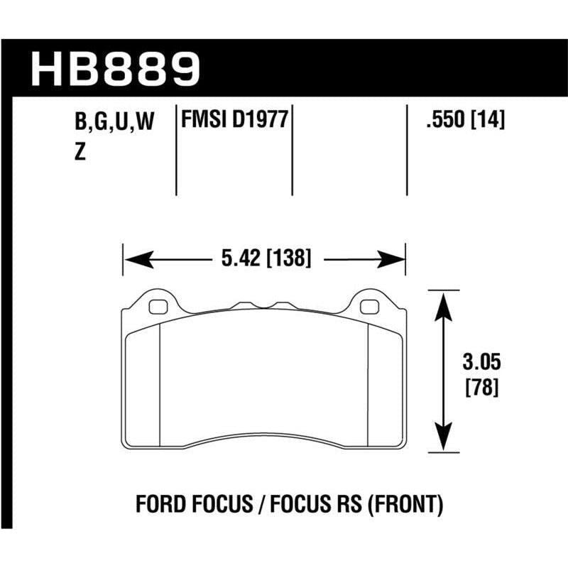 Hawk 2017 Ford Focus PC Front Brake Pads - SMINKpower Performance Parts HAWKHB889Z.550 Hawk Performance