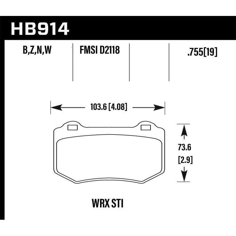 Hawk 2018 Subaru WRX STI HPS 5.0 Rear Brake Pads - SMINKpower Performance Parts HAWKHB914B.580 Hawk Performance