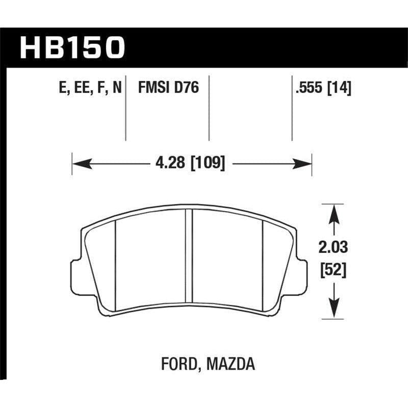 Hawk 79-84 Mazda B2000 / 70-74 RX-2 / 74-78 RX-4 / 79-85 RX-7 Blue 9012 Front Race Brake Pads - SMINKpower Performance Parts HAWKHB150E.555 Hawk Performance