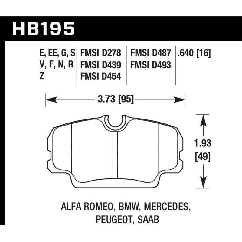 Hawk 84-4/91 BMW 325 (E30) HPS 5.0 Street Front Brake Pads - SMINKpower Performance Parts HAWKHB195B.640 Hawk Performance