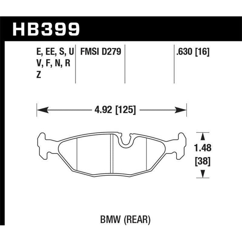 Hawk 84-4/91 BMW 325 (E30) HPS Street Rear Brake Pads - SMINKpower Performance Parts HAWKHB399F.630 Hawk Performance