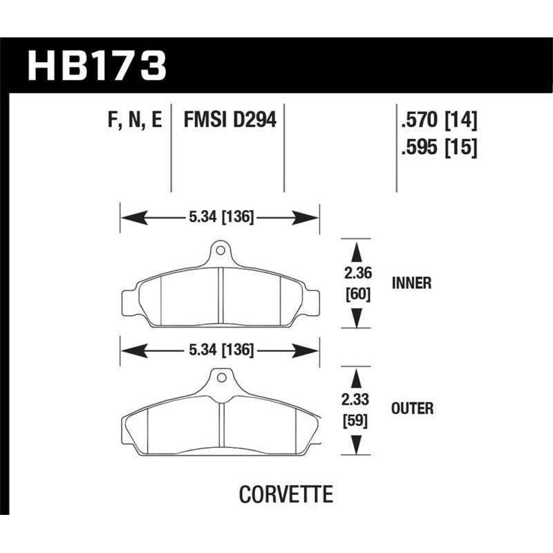 Hawk 84-87 Chevy Corvette 5.7 HPS Street Front Brake Pads - SMINKpower Performance Parts HAWKHB173F.570 Hawk Performance