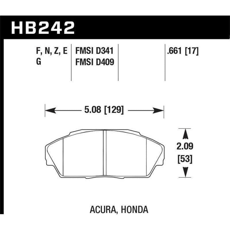 Hawk 86-01 Acura (Various) / 88-93 Honda (Various) HPS Street Front Brake Pads - SMINKpower Performance Parts HAWKHB242F.661 Hawk Performance