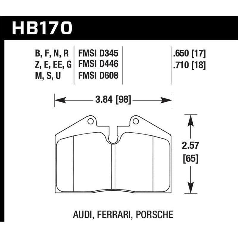 Hawk 89-94 Porsche 911 / 86-94 944 / 93 & 95 968 Front & Rear DTC-70 Race Brake Pads - SMINKpower Performance Parts HAWKHB170U.650 Hawk Performance