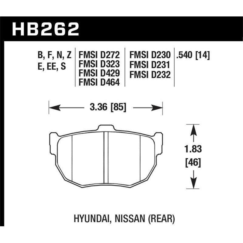 Hawk 89-97 Nissan 240SX SE HPS Street Rear Brake Pads - SMINKpower Performance Parts HAWKHB262F.540 Hawk Performance