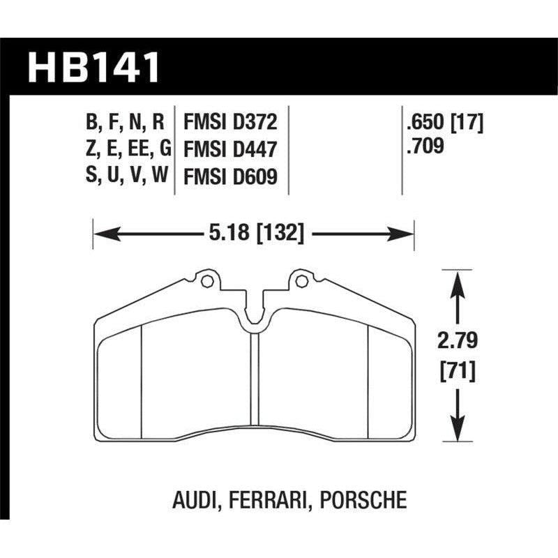 Hawk 94-96 Ferrari 456GT Rear / 91-94 Porsche 911 Rear / 94-98 Porsche 911 Front / 86-91 Porsche 928 - SMINKpower Performance Parts HAWKHB141E.650 Hawk Performance
