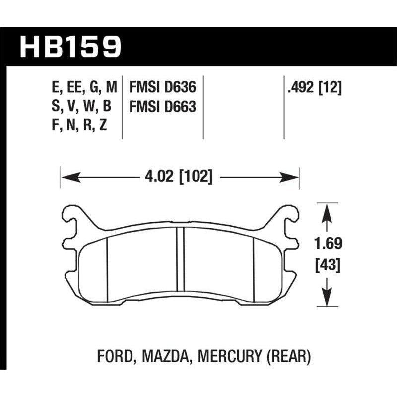 Hawk 97-02 Ford Escort (Inc. LX/Sport) / 94-03 Mazda Miata DTC-60 Race Rear Brake Pads (D636) - SMINKpower Performance Parts HAWKHB159G.492 Hawk Performance