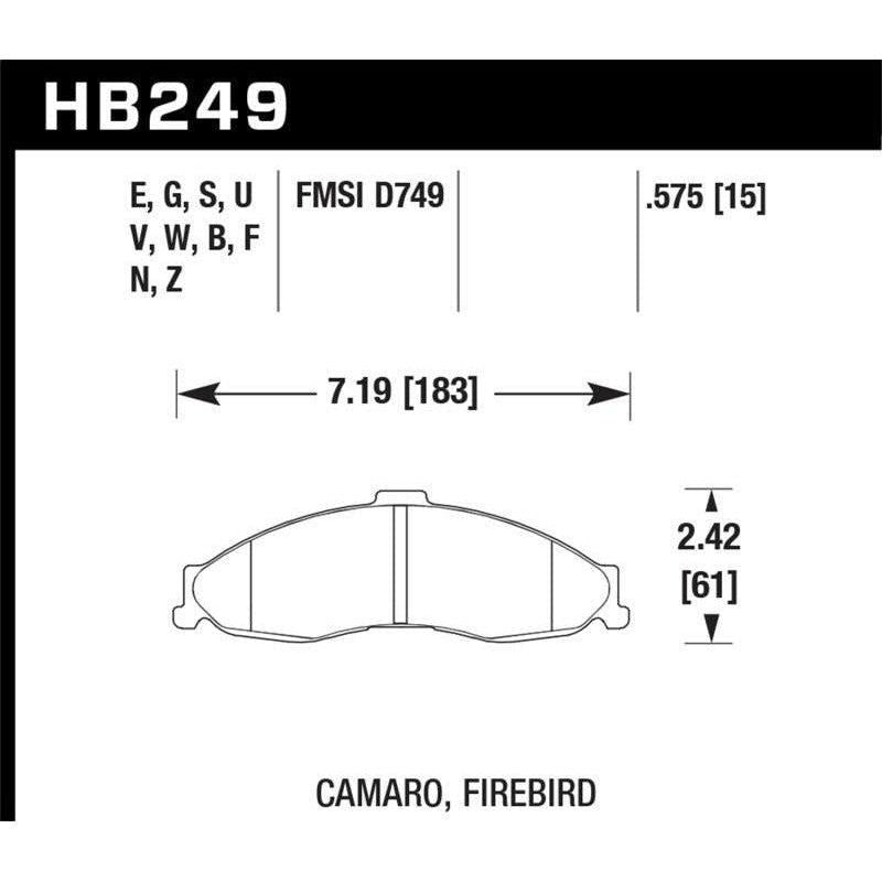Hawk 98-02 Camaro/Firebird HP+ Street Front Brake Pads - SMINKpower Performance Parts HAWKHB249N.575 Hawk Performance