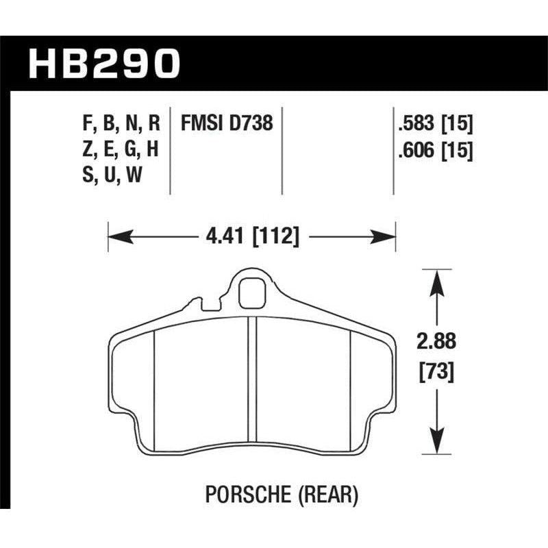 Hawk 98 Porsche 911 Targa/99-08 911 Carrera 4/00-06 Boxster S DTC-70 15mm Rear Brake Pads - SMINKpower Performance Parts HAWKHB290U.606 Hawk Performance