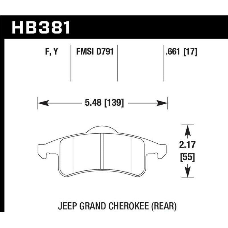 Hawk 99-04 Jeep Grand Cherokee LTS Street Rear Brake Pads - SMINKpower Performance Parts HAWKHB381Y.661 Hawk Performance