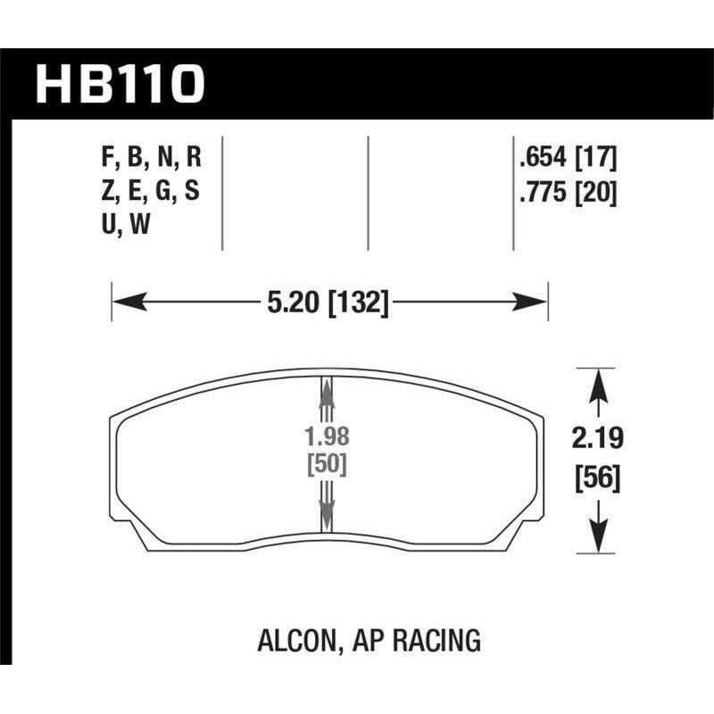Hawk AP CP3307 / CP5040-5S4 / CP5200 (SC250) Caliper DTC-60 Race Brake Pads - SMINKpower Performance Parts HAWKHB110G.654 Hawk Performance