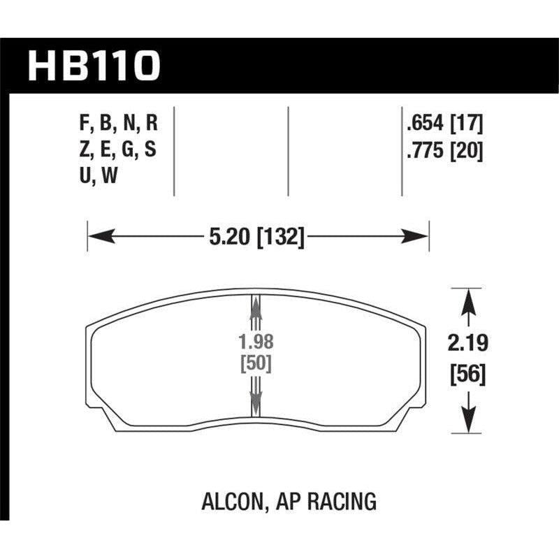 Hawk AP Racing CP3307/CP5040-5S4/(Essex) CP5200 (SC250) Caliper Blue 9012 Race Brake Pads - SMINKpower Performance Parts HAWKHB110E.654 Hawk Performance