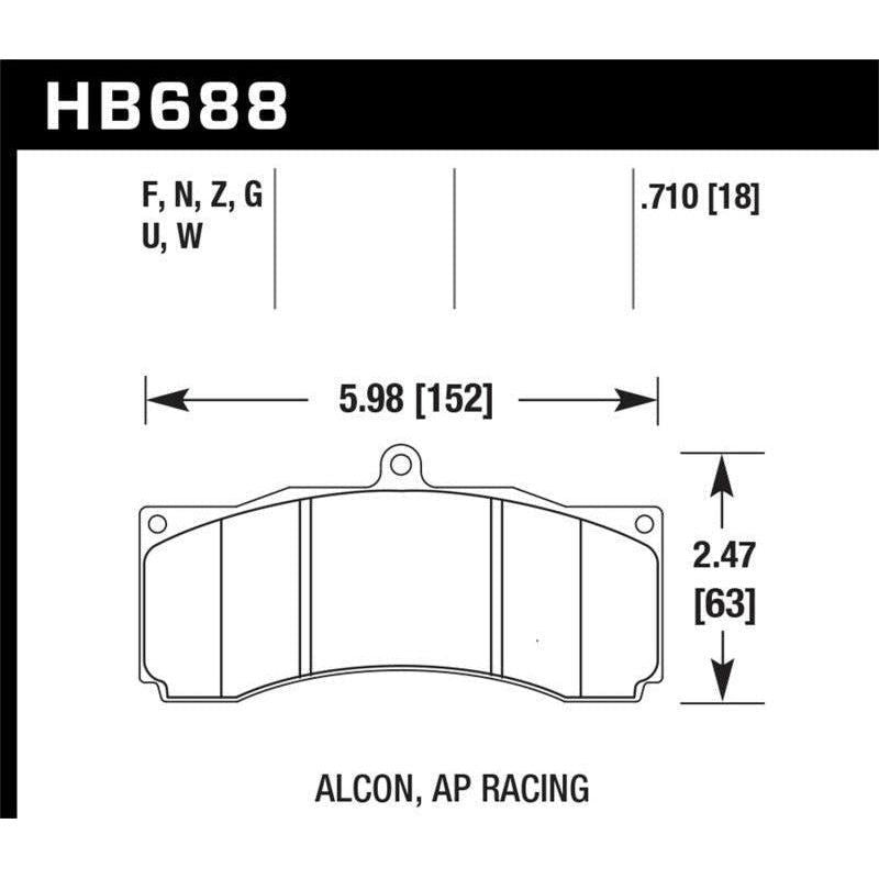 Hawk AP Racing/Alcon HPS 5.0 Brake Pads - SMINKpower Performance Parts HAWKHB688B.710 Hawk Performance