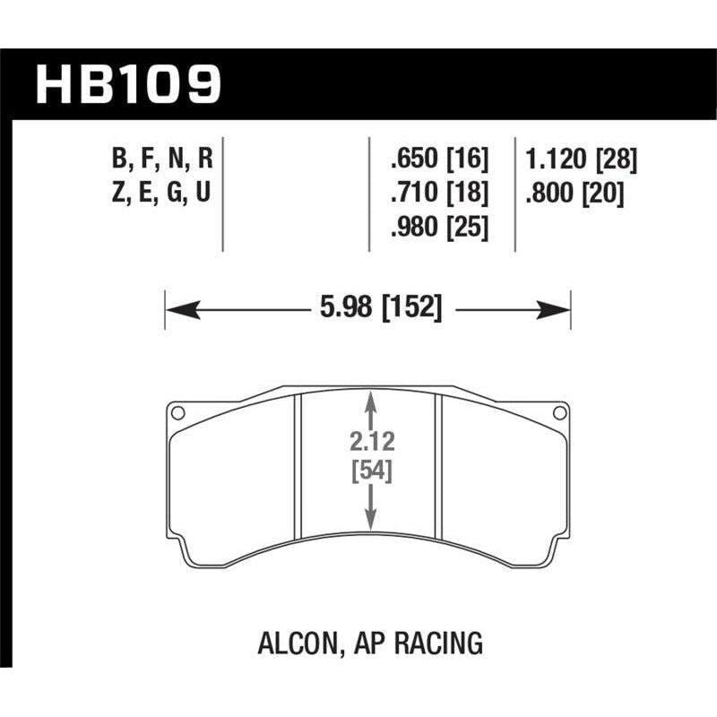 Hawk Alcon TA-6 / AP Racing CP5060-2/3/4/5ST / AP Racing CP5555 / Rotora FC6 DTC-70 Race Brake Pads - SMINKpower Performance Parts HAWKHB109U.710 Hawk Performance
