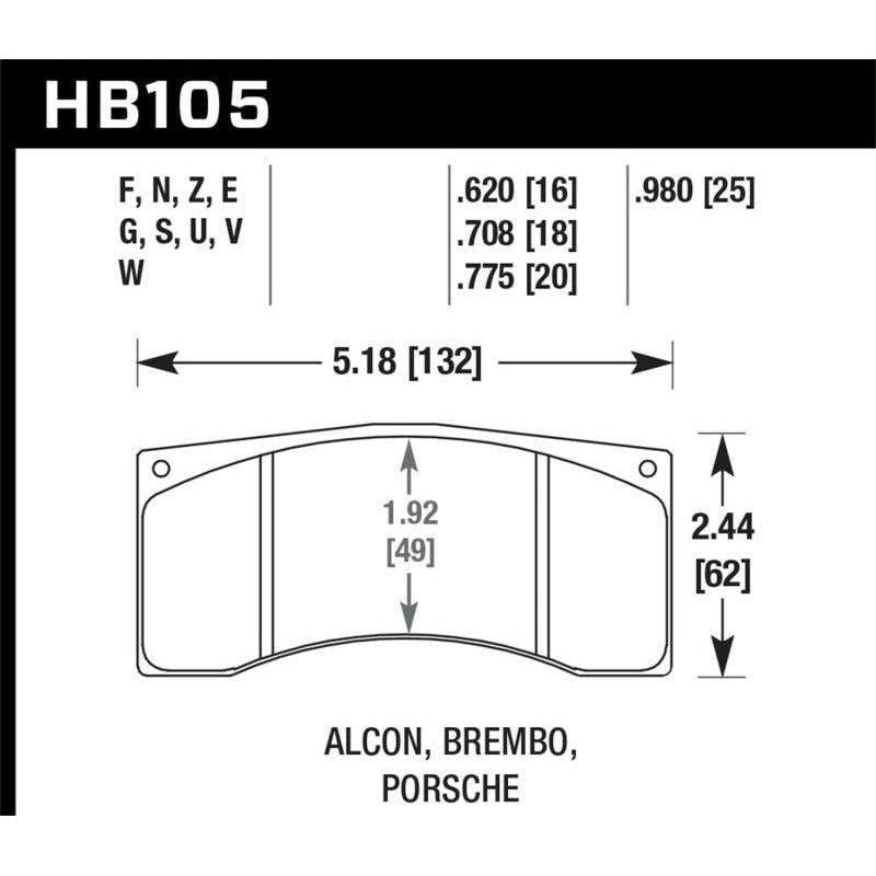 Hawk Alcon/Brembo/Porsche DTC-70 Rear Race Brake Pads - SMINKpower Performance Parts HAWKHB105U.980 Hawk Performance
