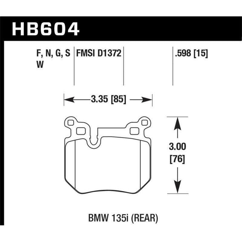 Hawk BMW 135i HPS Street Rear Brake Pads - SMINKpower Performance Parts HAWKHB604F.598 Hawk Performance