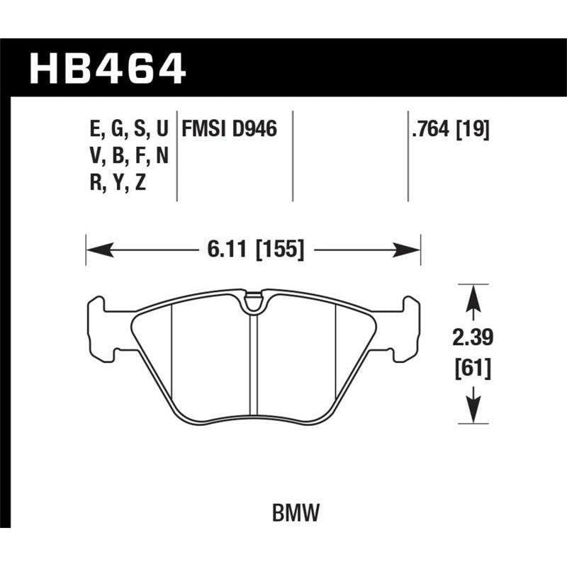 Hawk BMW 330Ci/330i/330Xi/M3/X3/Z4 HT-10 Front Race Pads - SMINKpower Performance Parts HAWKHB464S.764 Hawk Performance