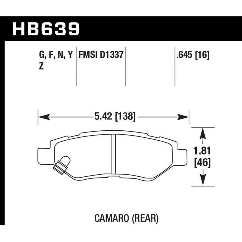 Hawk Camaro V6 HPS Street Rear Brake Pads - SMINKpower Performance Parts HAWKHB639F.645 Hawk Performance